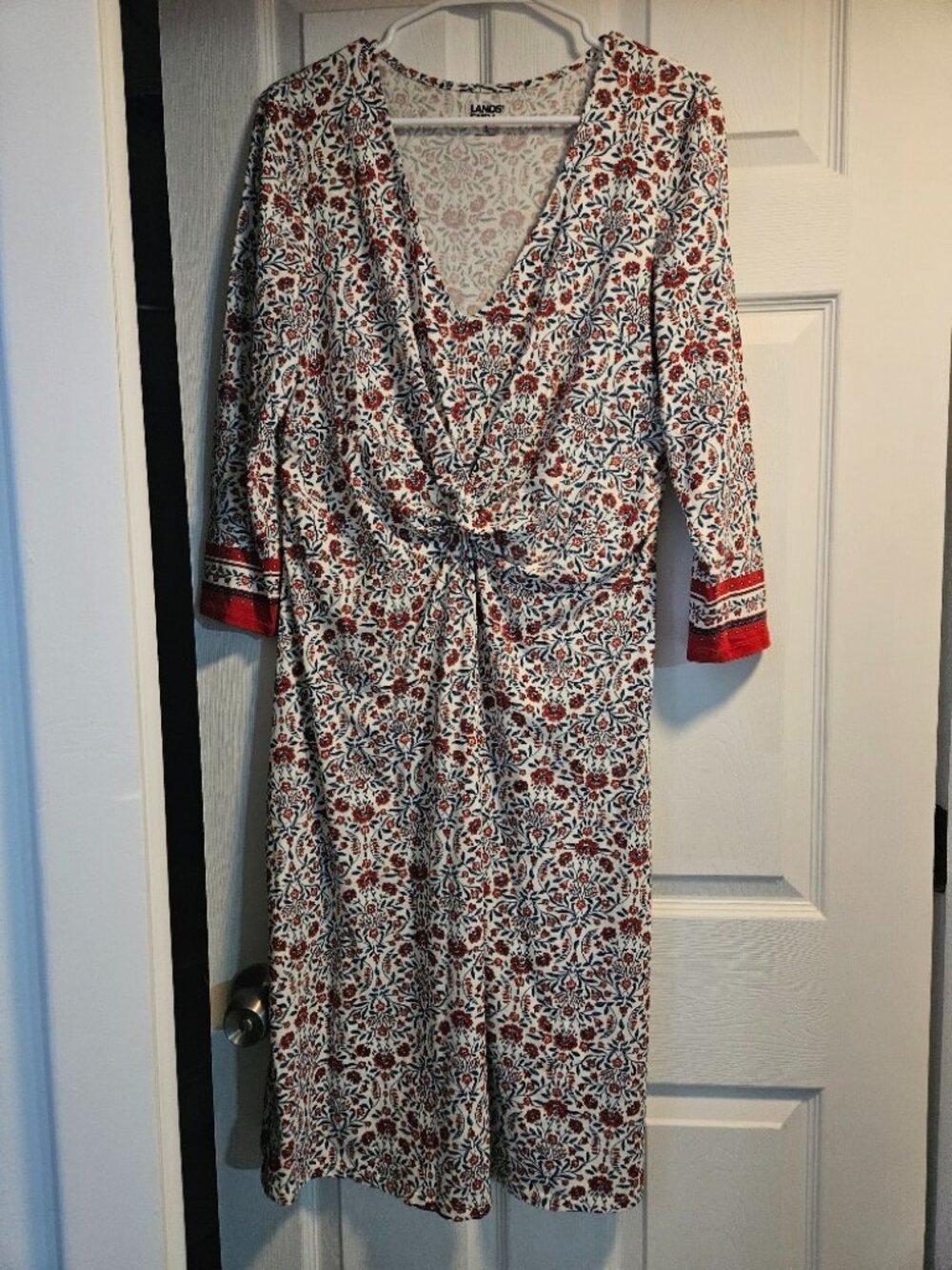 Lands End Dress with Red and Blue Flowers